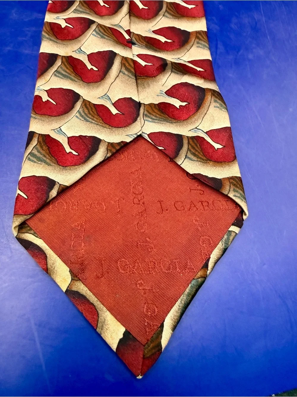 J Garcia Lot of 2 Silk Ties Red Abstract & Scales Coll 15